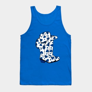 BLUE Cow Spots Cowboy Boots And Hat Tank Top